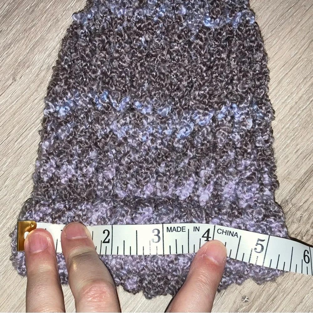 HANDMADE cozy infant knit beanie hat in brown and lavender